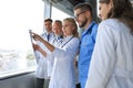 Group of doctors checking x-rays in a hospital