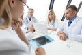 Group of doctors discuss x-ray Royalty Free Stock Photo