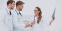 A group of doctors examining an x-ray in the hospital Royalty Free Stock Photo