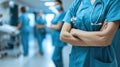 Group of Doctors in Hospital Hallway Royalty Free Stock Photo