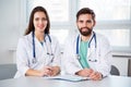 Group of doctors looking at camera and smiling Royalty Free Stock Photo