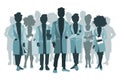 Group of doctors and medical staff people silhouettes in various poses. Hospital medical team concept. Royalty Free Stock Photo