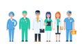 Group of doctors, nurses and other hospital staff. Medics characters flat vector illustration