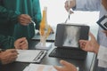 Group of doctors reading a document in meeting room at hospital Royalty Free Stock Photo