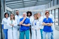 Group of doctors standing on conference, portrait of medical team. Royalty Free Stock Photo