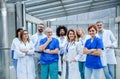 Group of doctors standing on conference, portrait of medical team. Royalty Free Stock Photo