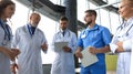 Group of doctors standing at the medical office Royalty Free Stock Photo