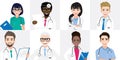 Group of doctors team standing together in different poses. Team of medical workers vector Royalty Free Stock Photo