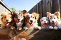 A group of dogs against a dark backdrop, capturing the essence of unity and charm. Royalty Free Stock Photo