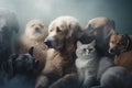 a group of dogs and cats sitting next to each other Royalty Free Stock Photo