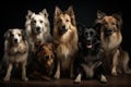 group of dogs, each with their own unique personality and expression, looking at the camera