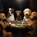 a group of dogs playing cards at a table Royalty Free Stock Photo