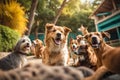 Group of dogs taking selfie, capturing happy moments, Concept art, Pet dogs Royalty Free Stock Photo