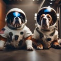 A group of dogs wearing astronaut suits and exploring space3