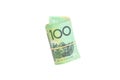 Group of 100 dollar Australian notes roll on white background Royalty Free Stock Photo