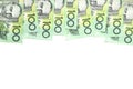 Group of 100 dollar Australian notes on white background Royalty Free Stock Photo