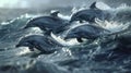 Group of Dolphins Swimming in the Ocean Royalty Free Stock Photo