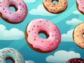 a group of donuts in the sky