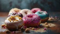 a group of donuts with sprinkles