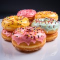 a group of donuts on a white plate