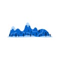 Group of doodle mountains and fir trees. Royalty Free Stock Photo