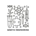 Group of doodle outline genetic engineering icons.