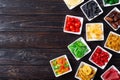 Group of dried and candied fruit in bowl