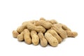 Group dried peanuts isolated on white background