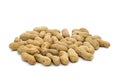 Group dried peanuts isolated on white background