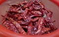 Group of Dried red chillies. Royalty Free Stock Photo