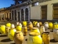 Group of drums from a candombe comparsa in the street Royalty Free Stock Photo