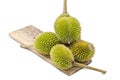 Group of Durian on plain wood