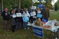 Group of early voters in Ohio hold campaign signs Royalty Free Stock Photo