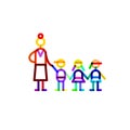 Group educator and three kids symbol kindergarten