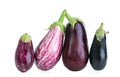 Group of eggplants of different colors cut out