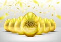 Group of Eggs in Gold Color for Easter Day