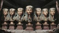 A group of egyptian statues are lined up in a row, AI Royalty Free Stock Photo