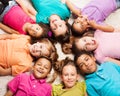 Group of eight happy kids in star shape Royalty Free Stock Photo