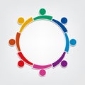 Group of eight people logo in a circle.Persons teamwork holding