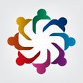 Group of eight people logo in a circle.Persons teamwork holding