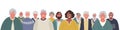 Group of diverse smiling elderly people.Vector flat illustration.