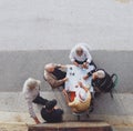 Group of elderly people playing cards outside. Royalty Free Stock Photo