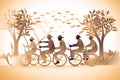 Group of elderly people riding bicycles