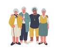 Group of elderly women smiling,huddle.Time together,old friends.Cartoon vector Royalty Free Stock Photo