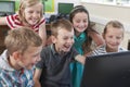 Group Of Elementary Pupils In Computer Class