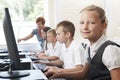 Group Of Elementary Pupils In Computer Class With Teacher