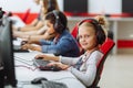 Mixed Racial group Of Elementary School Children In Computer Class Royalty Free Stock Photo