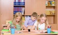 Group of elementary school pupils takes the test in classroom Royalty Free Stock Photo