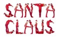 Group of elfs forming the phrase 'SANTA CLAUS'