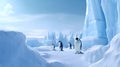 Group of Emperor penguins in the ice cold habitat Royalty Free Stock Photo